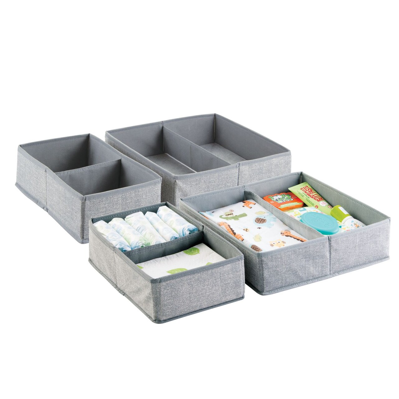 mDesign Fabric Dresser Drawer Storage Organizers, Set of 4